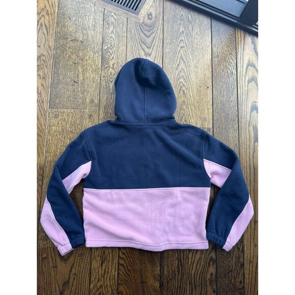 Patagonia Microdini Cropped Hoodie Pullover Fleece New Navy Planet Pink Kids’ XL - Picture 5 of 5